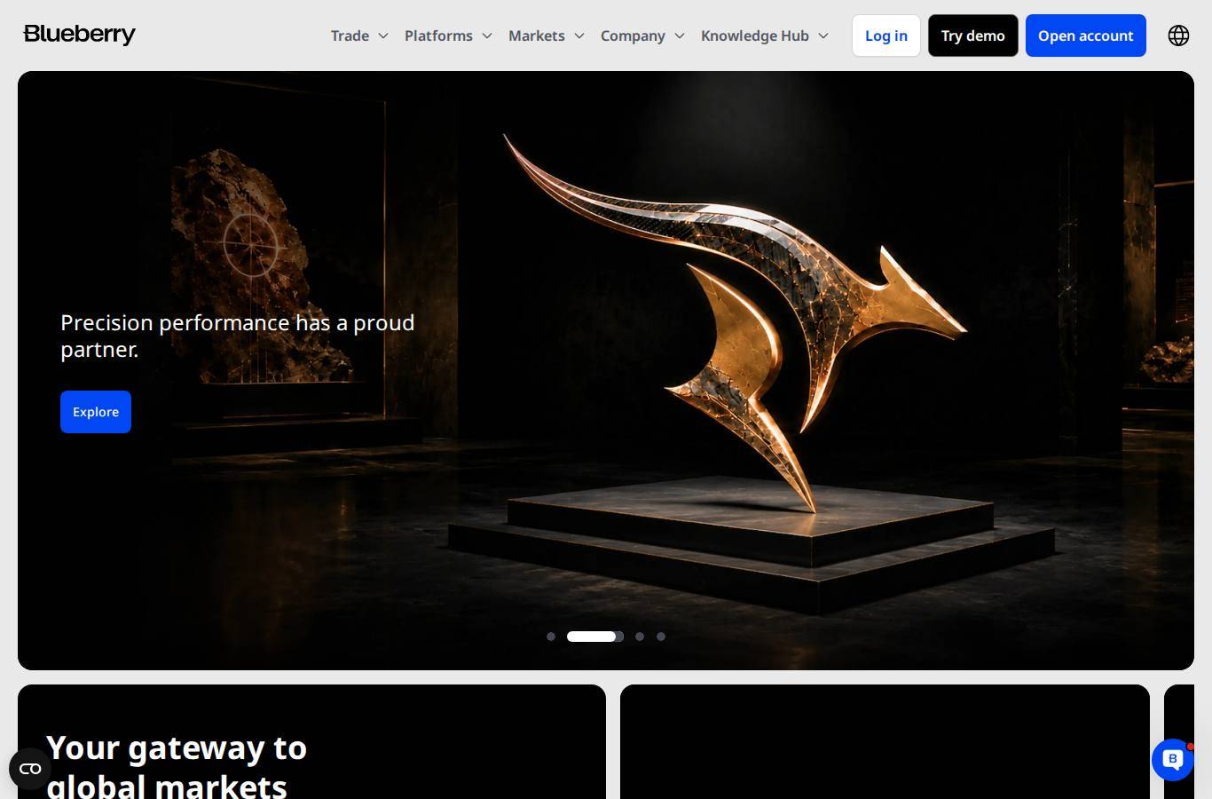 Screenshot of the Blueberry Markets website