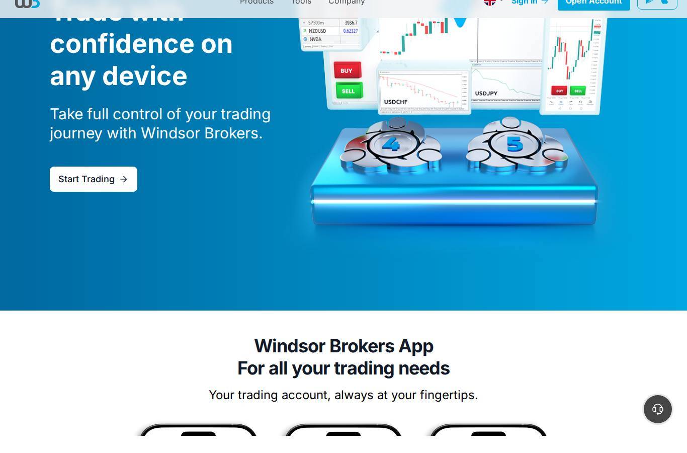 The platform page on the Windsor Brokers website